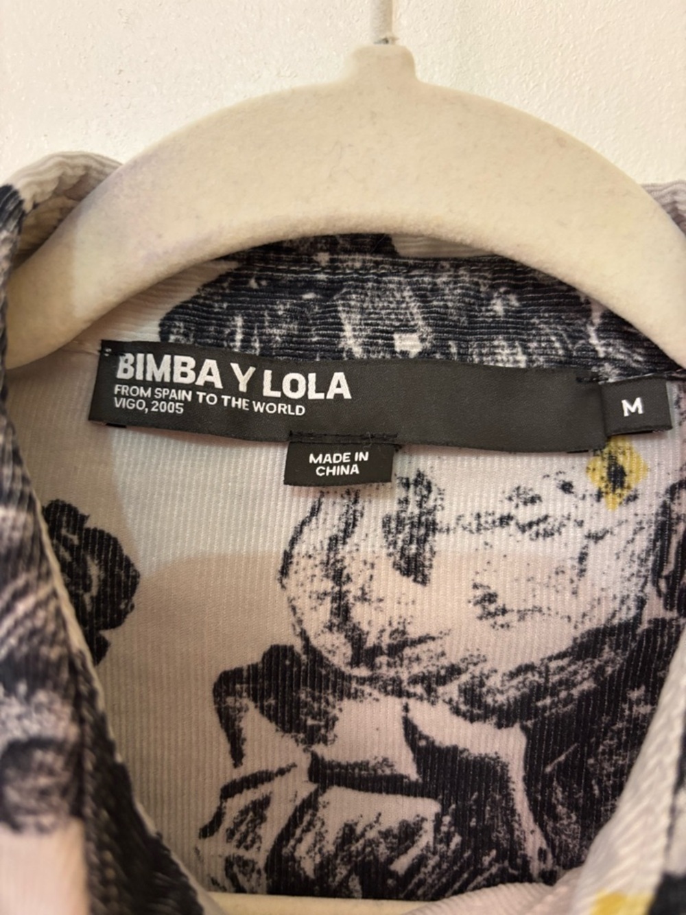 BIMBA Y LOLA Floral Print Top — Black and Cream with Yellow Accent